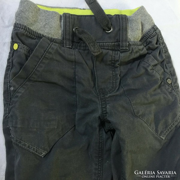 Lined children's trousers, canvas outside, cotton inside for 2-3 year old boys, size 98-104 cm