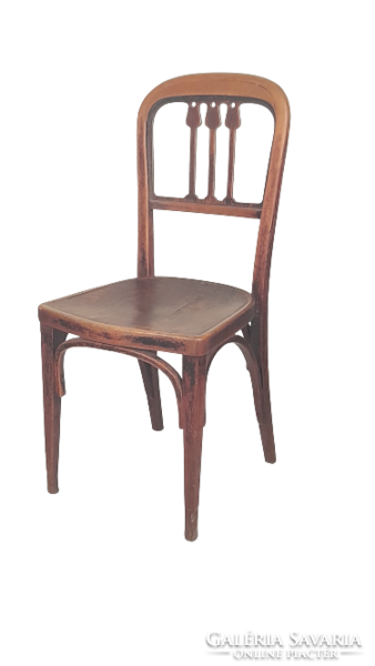 Unique, rare Art Nouveau carved chair with bent back