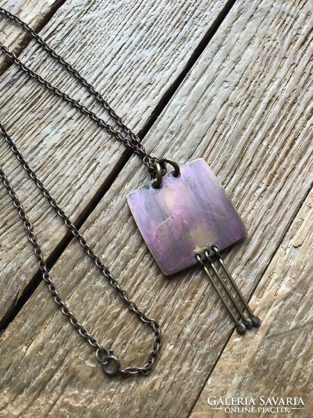 Old industrial copper necklace with pendant