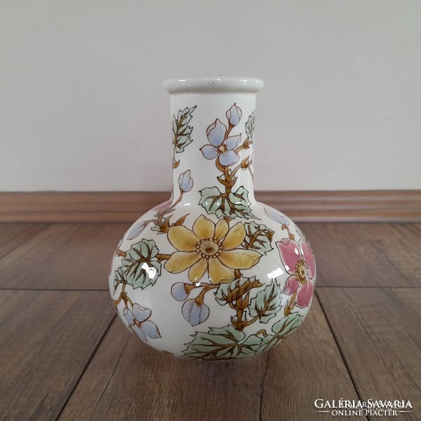 Antique zsolnay vase with floral pattern
