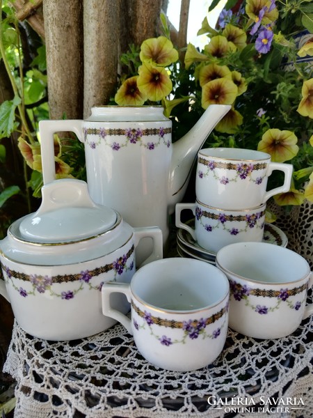 Zsolnay mocha, 4 pieces, with violet pattern