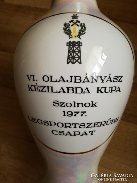 Vi. Olajbányász handball cup Szolnok 1977. Most sportsmanlike team. Hóllóháza, Hóllóháza porcelain.