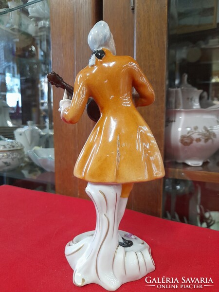 Royal dux Baroque lute man porcelain figurine. 22.5 cm.