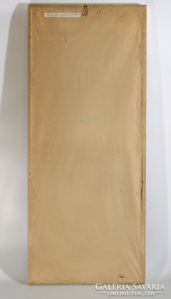 Komoróczy Lajos - Hátakt 96x41cm 1940-es évek Akvarell Papír | Női Férfi Akt Zongora Mellett