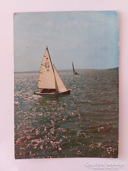 Old postcard 1974 Balaton photo postcard sailboats