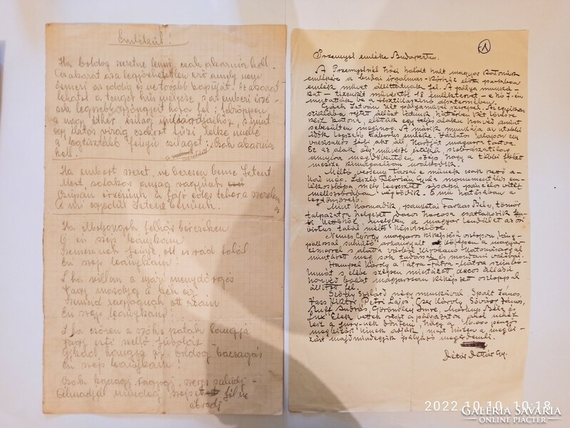 Dettár György kézzel írt levele, kéziratok