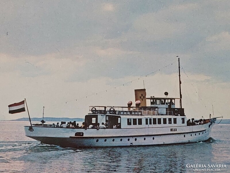 Régi képeslap 1977 Balaton fotó levelezőlap HELKA hajó