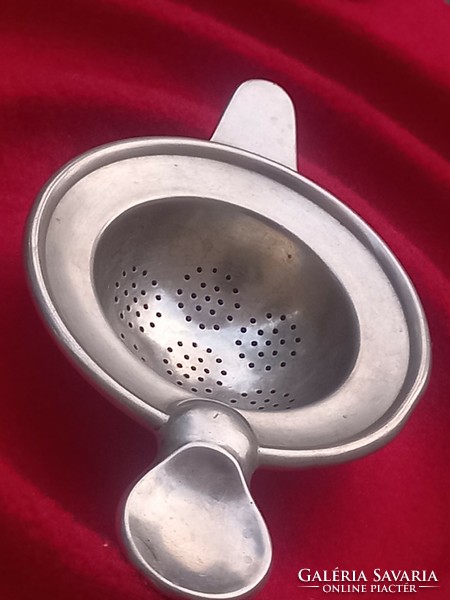 Régi konyhai eszköz: Alpacca/Alpakka teaszűrő/ Kis meretű szűrő/Teázási kellék