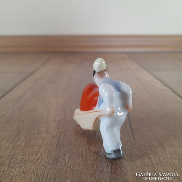 Old Herend heart-pushing young man in love mini figure