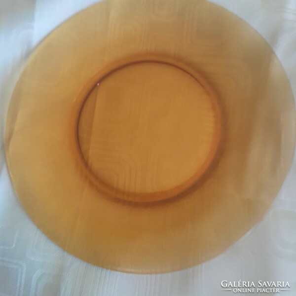 Borostyan színű üveg  tányér