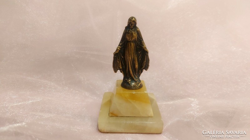 Régi  réz, Szűz Mária szobor,márvány talapzaton