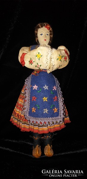 Antique folk costume rag doll 22 cm old toy doll