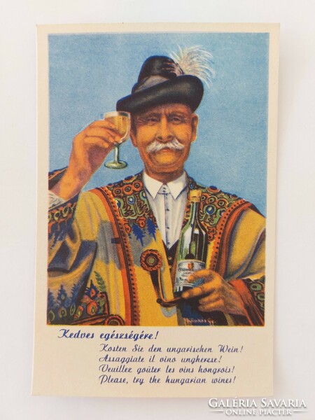 Régi propaganda képeslap magyar bor reklám levelezőlap