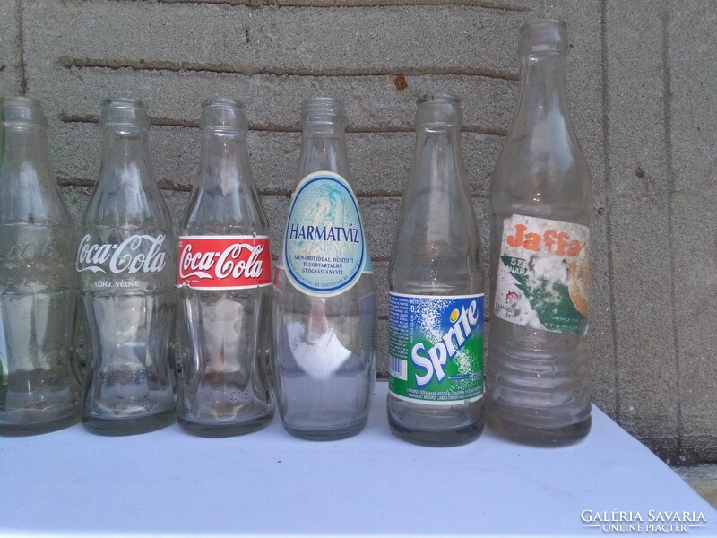 Ten different retro soda bottles together - with labels, other