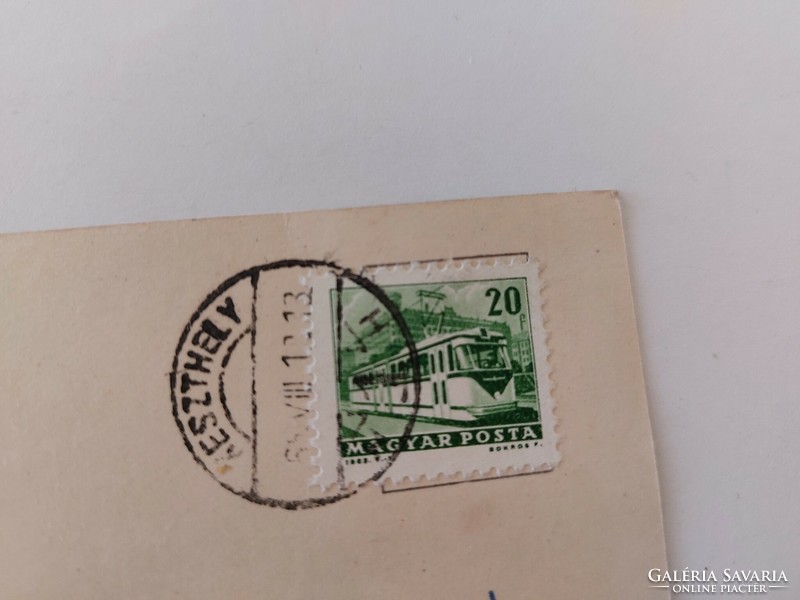 Régi képeslap 1965 Balaton fotó levelezőlap komp hajó