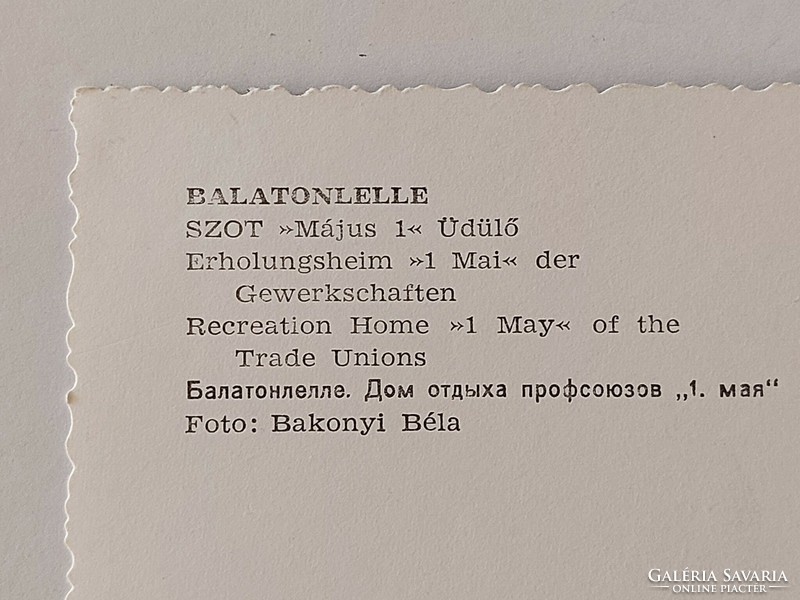 Régi képeslap Balatonlelle retro fotó levelezőlap SZOT Május 1 üdülő