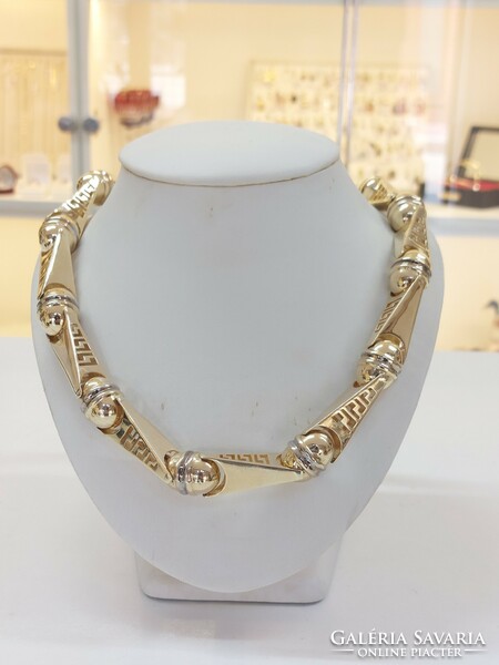 Greek pattern men's gold necklace 14k