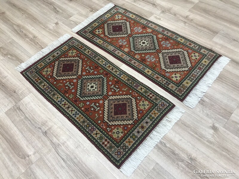 BÉKÉSSZENTANDRÁSI kézi csomózású gyapjú PERZSA szőnyeg - 2 db, 51 x 118 cm