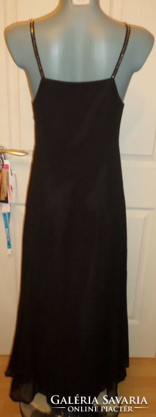Hosszú alkalmi flitteres ruha fekete 38