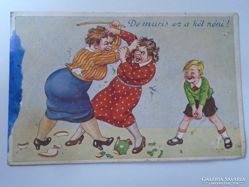 D195646 humor - but these two aunts are morose! Postcard 1930-40k