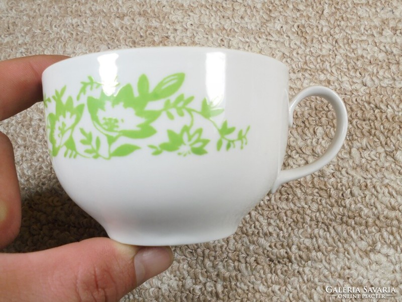 Retro old porcelain mug cup flower pattern Cyrillic marking Soviet or Ukrainian