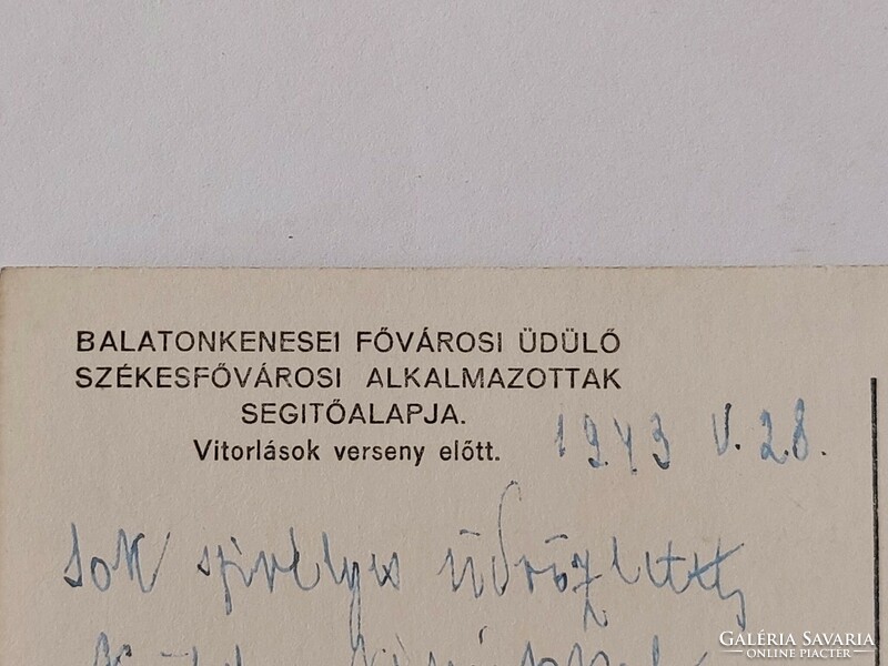 Régi képeslap 1943 Balatonkenese kikötő fotó levelezőlap vitorlások