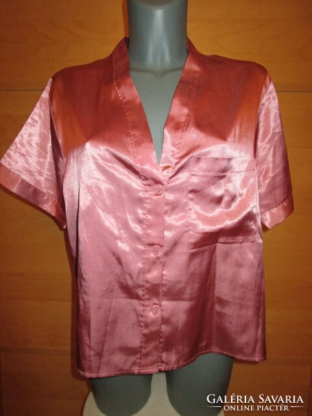 Pink satin women's mesh top pajama top pajama 38m sleepwear