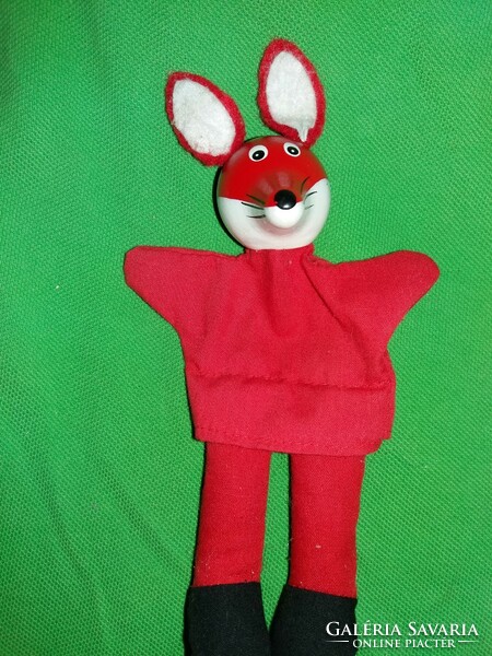 Retro quality finger puppet puppet fox made of wood with painted head and felt body 16 cm as shown in the pictures