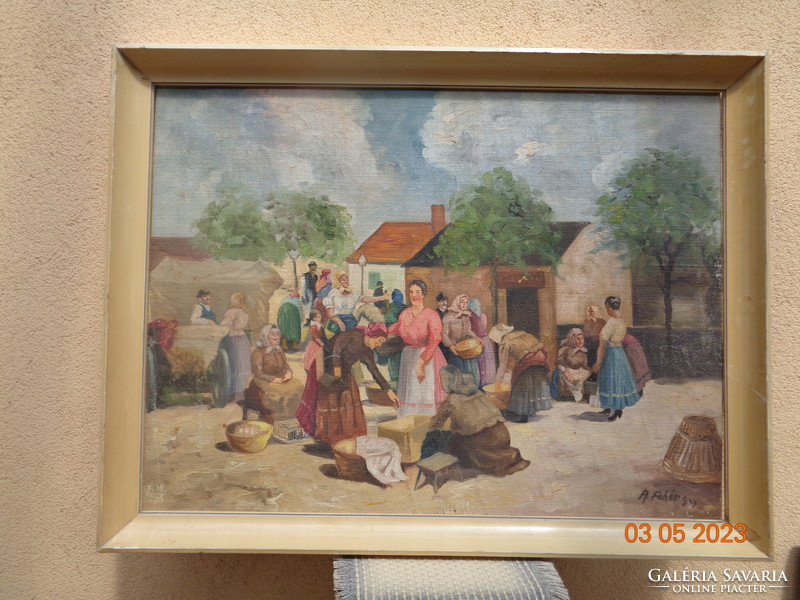 A. Fehér: fair scene, 1947. 60 X 80 cm, with frame 66 x 86 cm