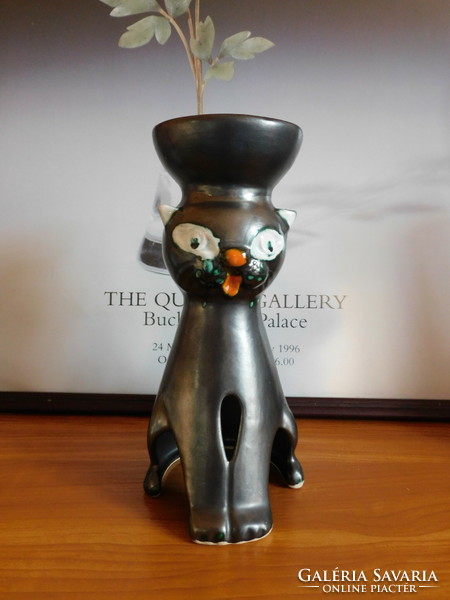 Ceramic craftsman retro cat/cat candle holder