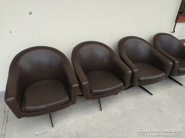 Retro furniture faux leather upholstered swivel armchair chair 4 pieces 4946