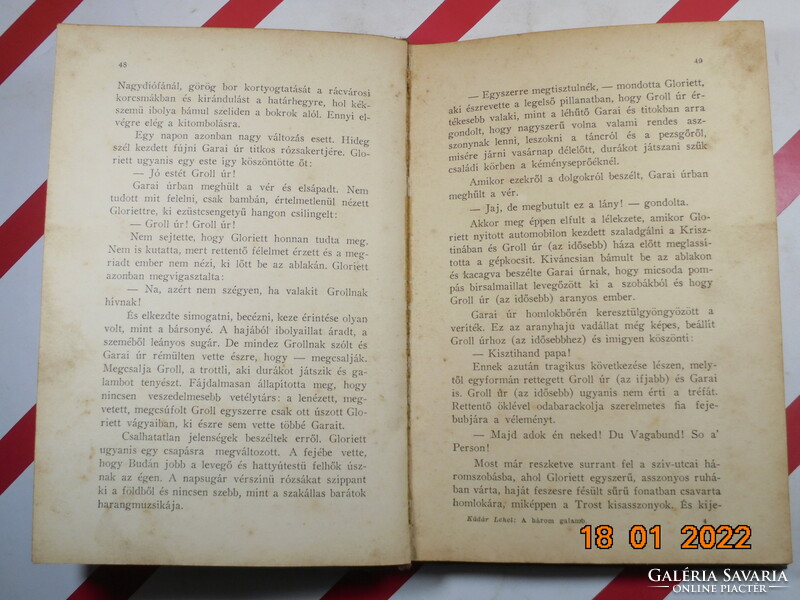 The teachers of Hungarian literature, Kádár Lehel: the three pigeons, antique book, 1918 edition