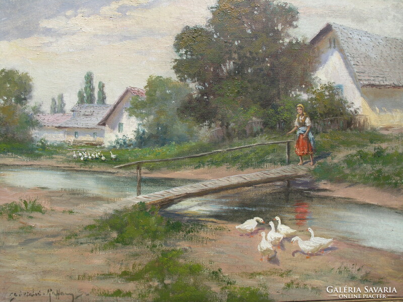 Csókfalvy Raffay Sándor (20. század) - "Patakparton" -  tájkép!