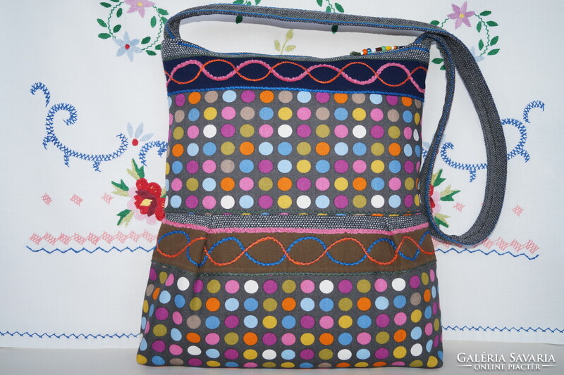 Colorful Polka Dot Festival Fun Large Women's Packable Shoulder Bag With Pockets And Zipper