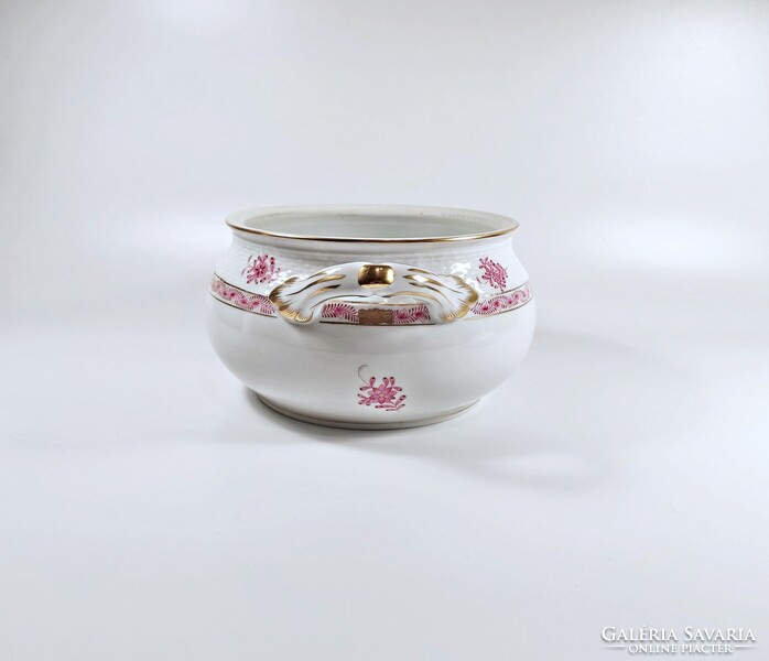 Herend, purple appony pattern soup bowl (149), hand-painted porcelain, flawless! (J374)