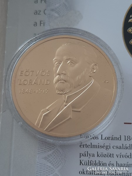 Eötvös Lóránd magyar fizikus 24 karátos arannyal bevont emlékérme UNC kapszulában 2012
