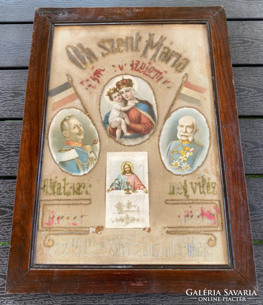Oh, Virgin Mary, help me to win - i. World War embroidered table picture
