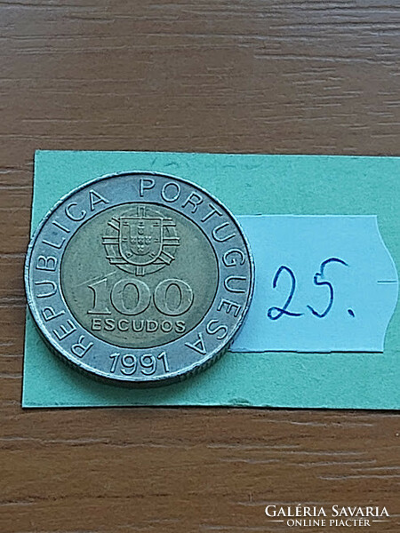Portugal 100 escudos 1991 incm pedro nunes bimetal 25