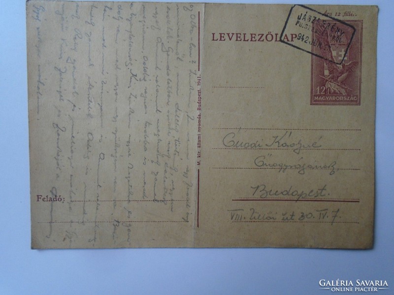 D195723  Jászberény  levelezőlap - Ónodi Károlyné  1942