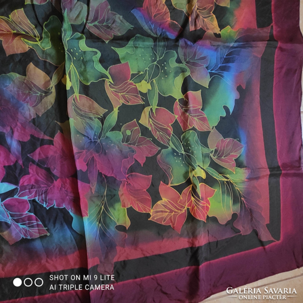 Valódi silk hernyoselyem kendő szép tüzes őszi színekkel 90*90 cm