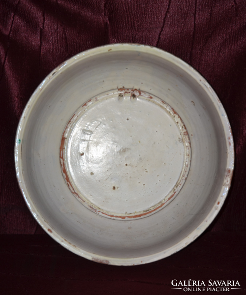 Antique glazed large ceramic bowl (damaged)