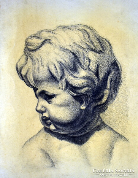 Tirpák Sándor (1884-?) ART DECO GYERMEK PORTRÉ 1930 körül