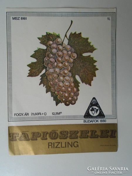 D195743 Budafok - wine label - Tapioszelei Riesling 1950k