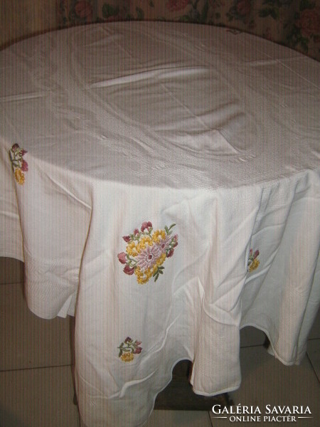 Beautiful antique hand-embroidered tablecloth with a baroque Toledo pattern
