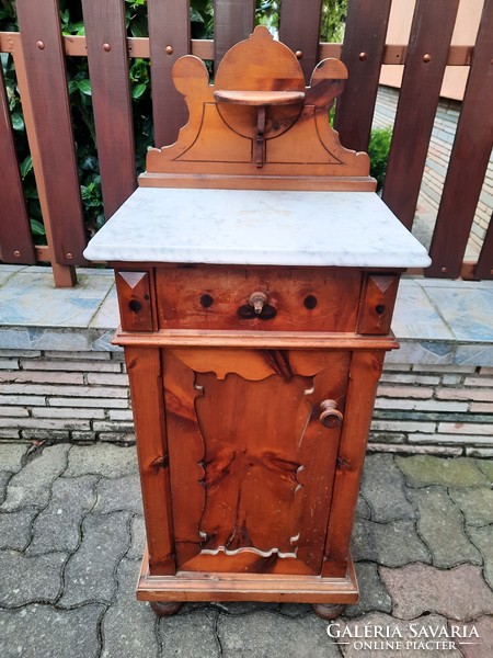 Biedermeier style bedside table with marble top