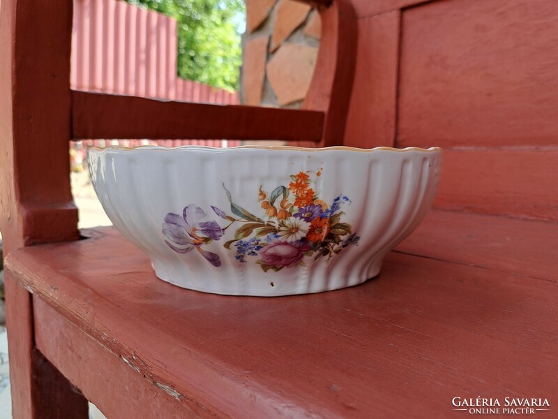Gyönyörű Zsolnay virágos vadvirágos pogácsás tál nosztalgia falusi paraszti dekoráció