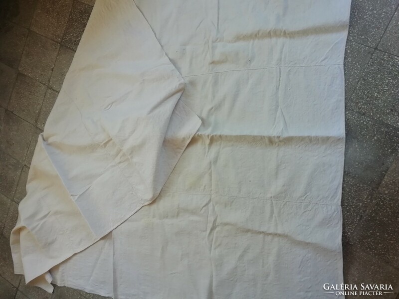 Old linen tablecloth, sheet, 183cm x 145cm