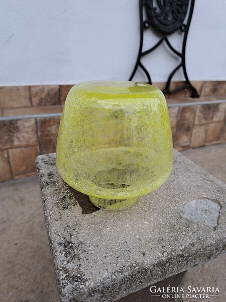 Retro lemon yellow vase cracked beautiful veil glass veil Carcagi berek bath glass