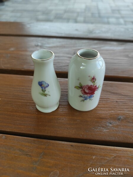 Pair of Hollóháza mini porcelain vases