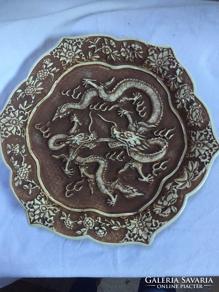 Ceramic wall plate with oriental, dragon motifs - art ceramic bowl (74)